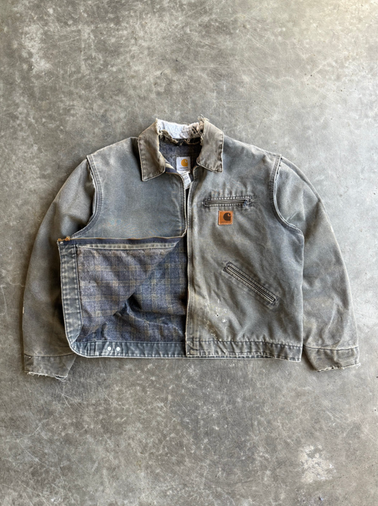 VINTAGE GREY PAINTED DETROIT CARHARTT JACKET - XL