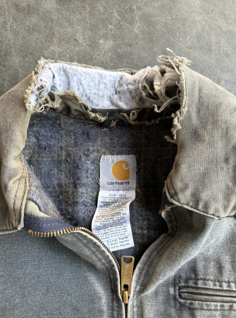 VINTAGE GREY PAINTED DETROIT CARHARTT JACKET - XL