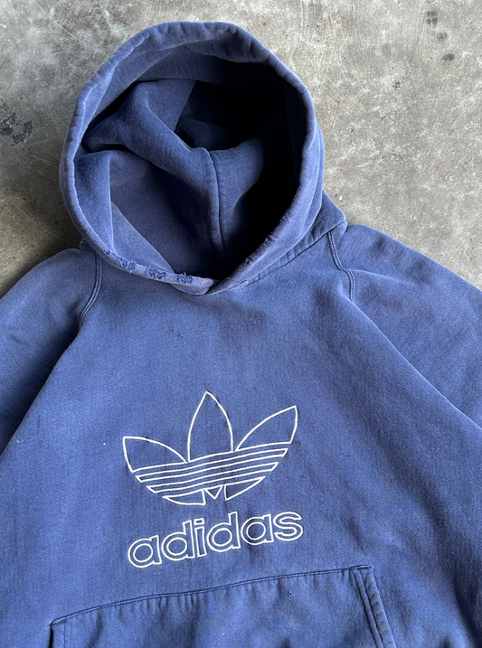 VINTAGE NAVY ADIDAS HOODIE - L