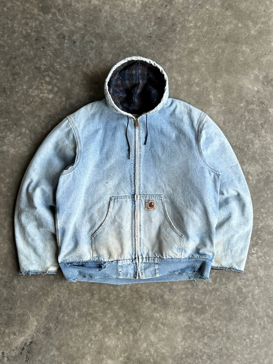 VINTAGE DENIM CARHARTT HOODED JACKET - XL