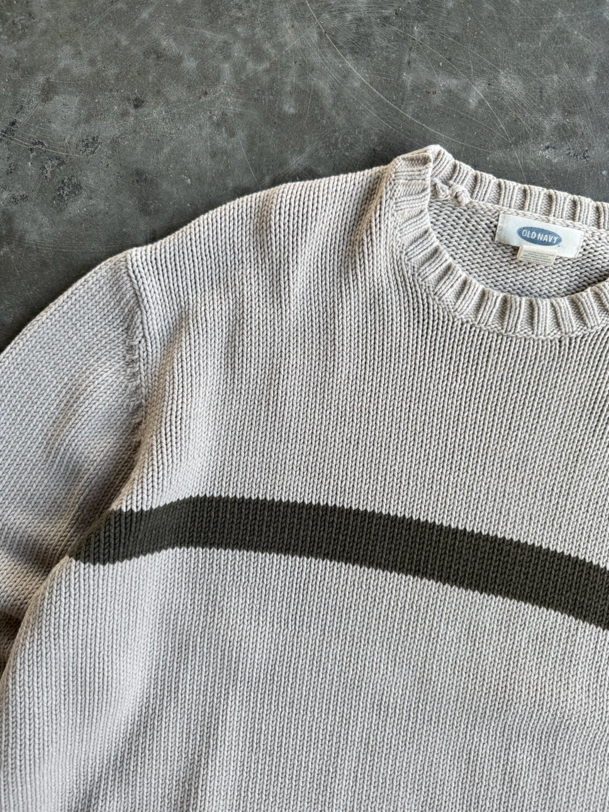 VINTAGE CREAM STRIPED SWEATER - M
